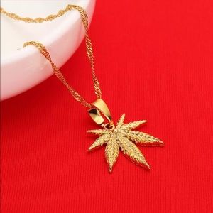 Leaf necklace, pot necklace, 420 necklace